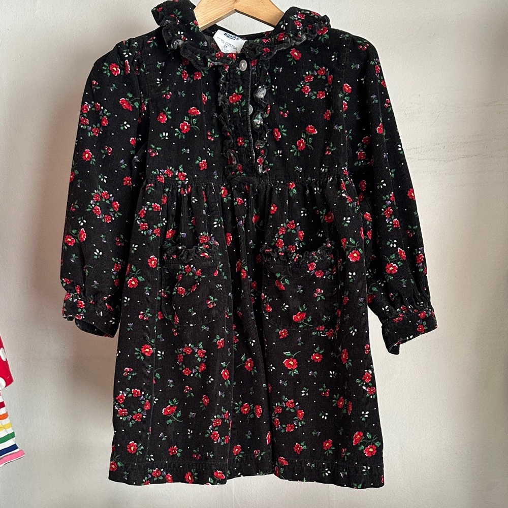 Vintage OshKosh B'gosh Floral Corduroy Dress